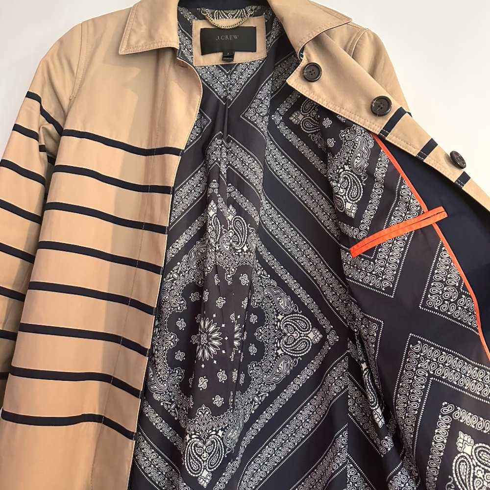 J Crew Collection stripe trench coat sz 2